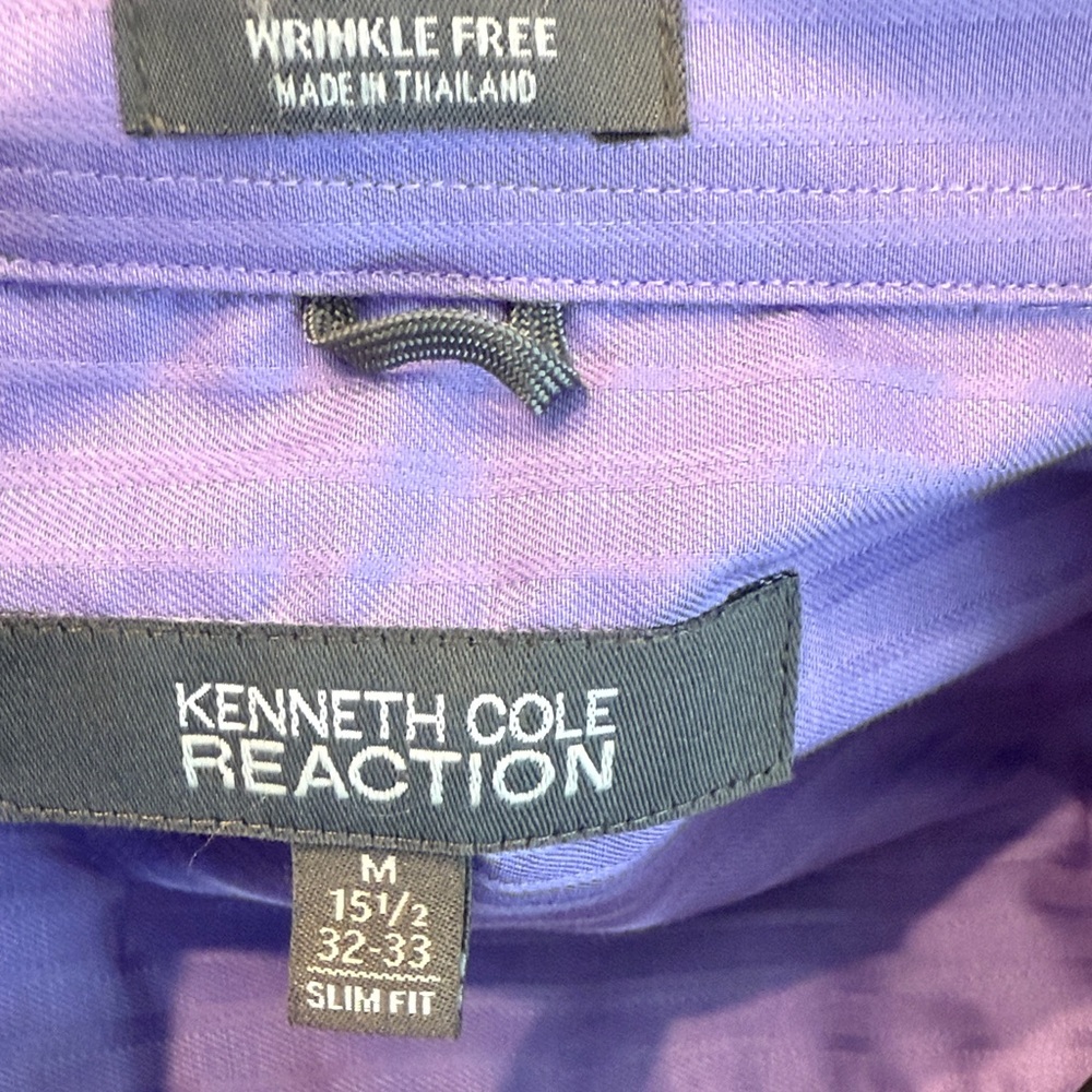Kenneth Cole Reaction Medium Purple Striped Dress Shirt - Picture 8 of 12